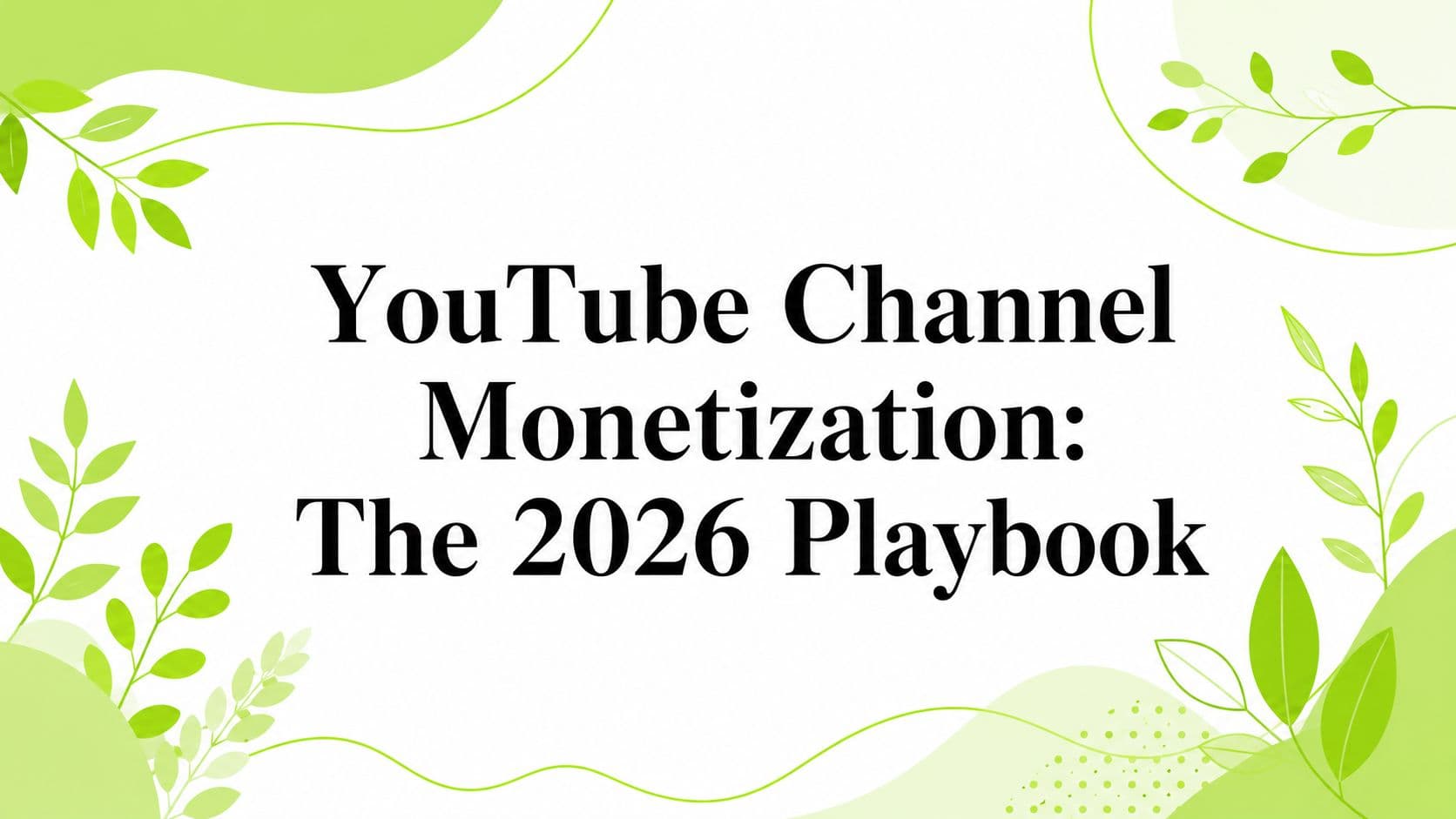 YouTube Channel Monetization: The 2026 Playbook