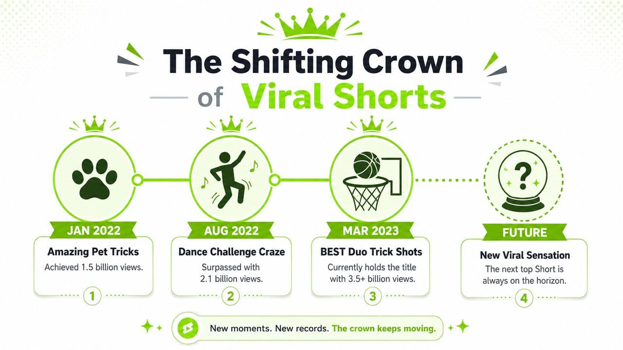 A timeline graphic showing the progression of top YouTube Shorts categories from 2022 to 2023.