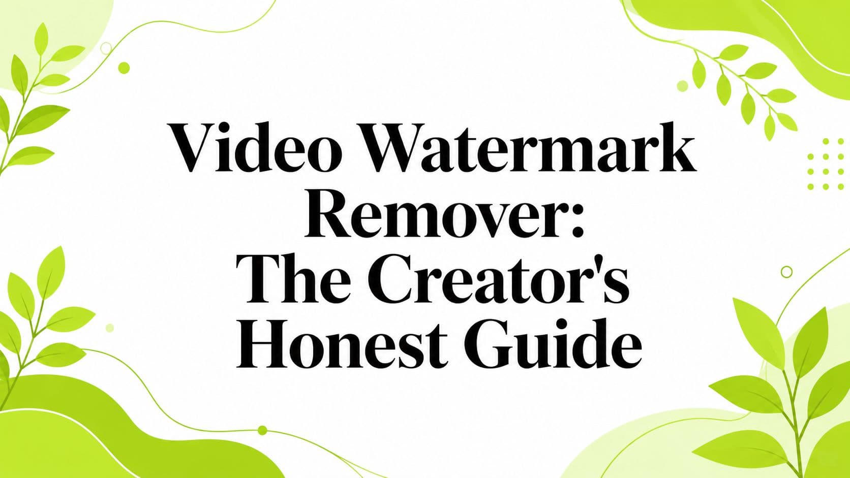 Video Watermark Remover: The Creator's Honest Guide