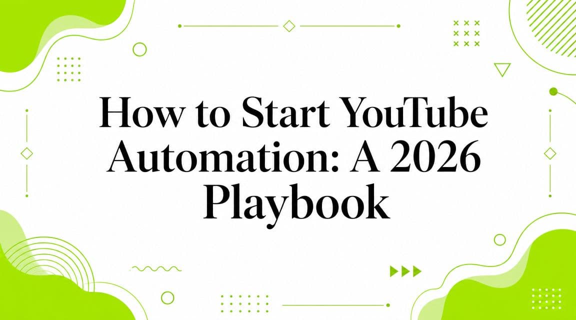 How to Start YouTube Automation: A 2026 Playbook